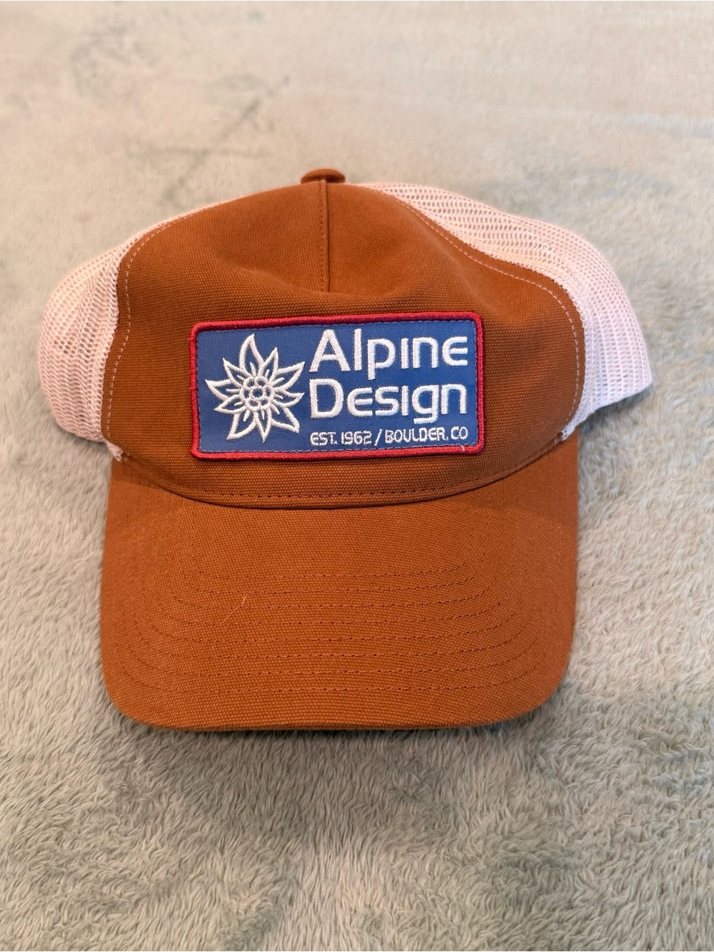 Alpine Design Patch Trucker Hat - Rust Orange & Cream - Picture 2 of 6